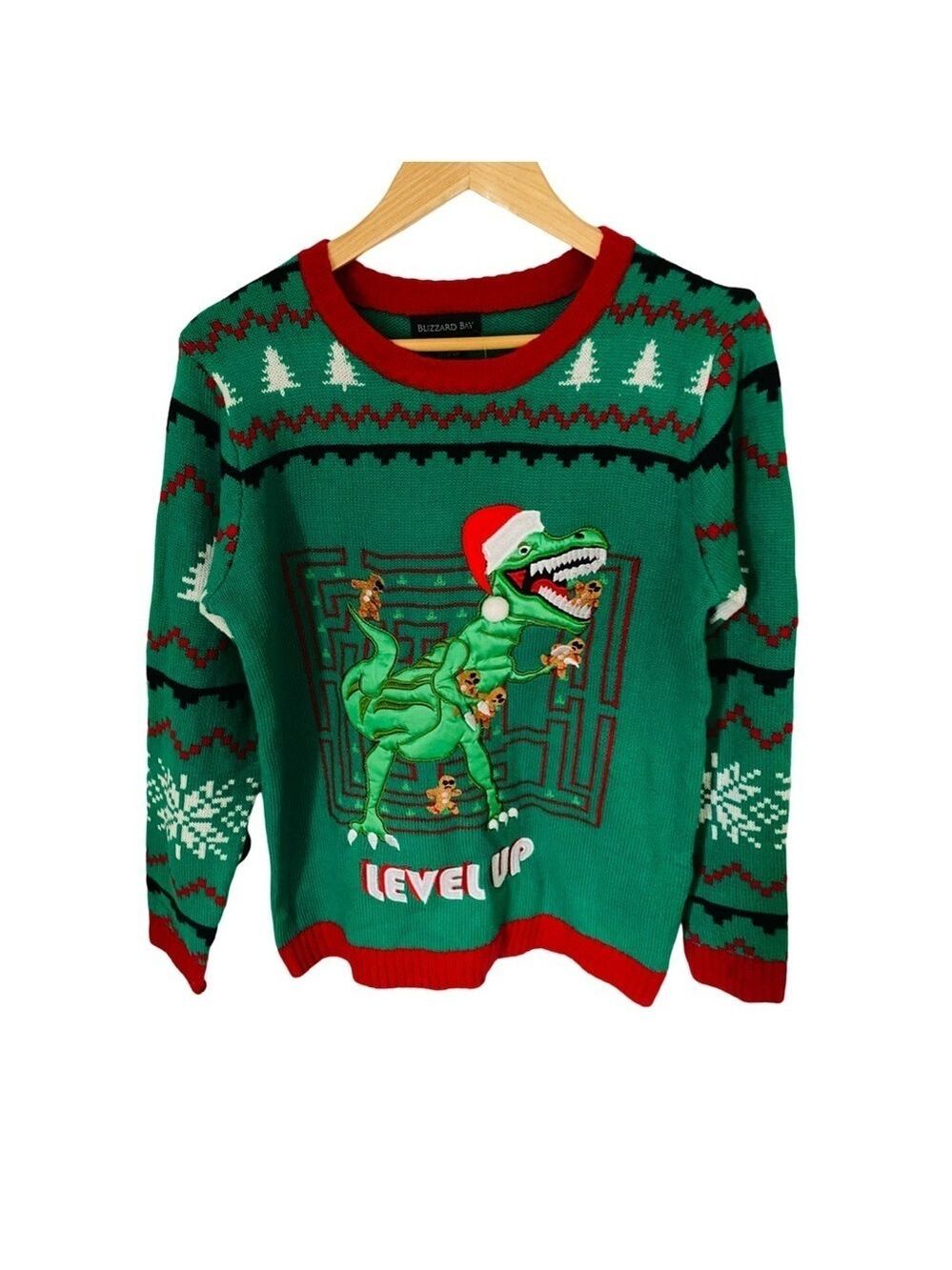 Blizzard Bay Kids Unisex Dinosaur Ugly Christmas Holiday Sweater Size XL (18/20)